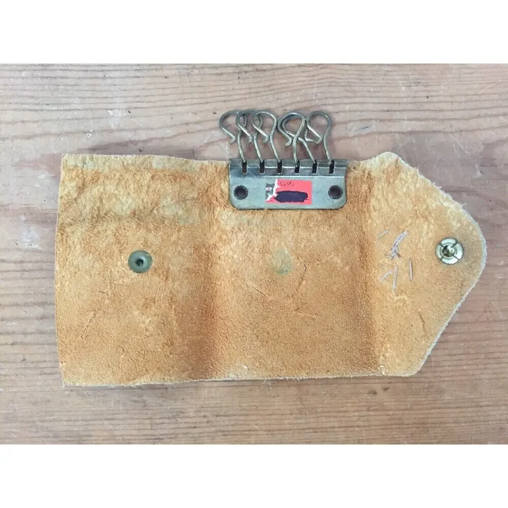 Vtg Southwestern Beaded Cow Hide Leather Snap Key Wallet Virginia VA Souvenir